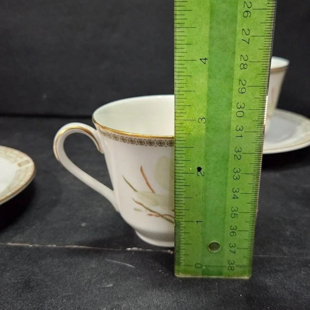 Royal Doulton White Nile Teacup & Saucers, Set of 2 Vintage Fine China Tableware